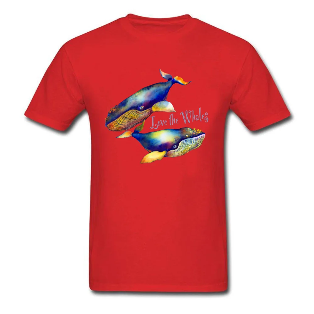 Love the Whales T-shirts Hip Hop Short Sleeve Hip hop 100% Cotton O-Neck Adult Tops Tees cosie Tee Shirt Summer Love the Whales red