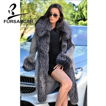 FURSARCAR Real Fur Coat Women Luxury Sheep Skin Warm Coat With Long Silver Fox Fur Collar Top Quality Women Winter Warm Outfit
FURSARCAR Real Fur Coat Women Luxury Sheep Skin Warm Coat With Long Silver Fox Fur Collar Top Quality Women Winter Warm Outfit