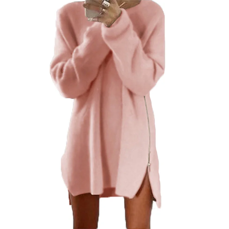 Women Long Sleeve Knitted Zippers Side Jumper Sweater Dress Autumn Winter Solid Loose Tunic Baggy Mini Dresses Robes Vestidos
Women Long Sleeve Knitted Zippers Side Jumper Sweater Dress Autumn Winter Solid Loose Tunic Baggy Mini Dresses Robes Vestidos