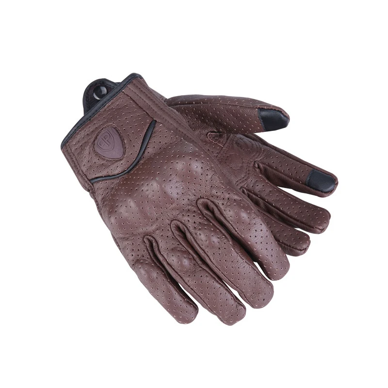 Nuoxintr Motorcycle Gloves Men Leather Retro Motocross Gloves Full Finger Touch Screen Riding Motorbike Moto Cycling Gloves