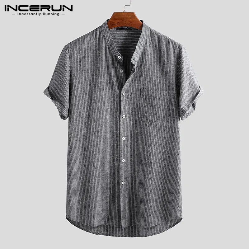 INCERUN Men Striped Shirt Cotton Breathable Short Sleeve Retro Stand Collar Blouse 2019 Harajuku Brand Shirts Men Clothing S-5XL
INCERUN Men Striped Shirt Cotton Breathable Short Sleeve Retro Stand Collar Blouse 2019 Harajuku Brand Shirts Men Clothing S-5XL