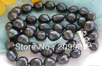 huij 00298 beautiful 3strnds 8" 13mm black baroque freshwater pearl bracelet silver clasp
huij 00298 beautiful 3strnds 8" 13mm black baroque freshwater pearl bracelet silver clasp
