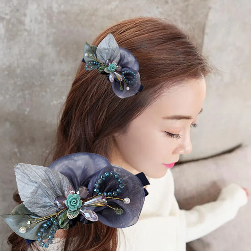 Original Beautiful Chiffon Flower Leaf Hairpin Crystal Rhinestone Bow Side Clip Duckbill Clips for Girls Women Hair Accessories
Original Beautiful Chiffon Flower Leaf Hairpin Crystal Rhinestone Bow Side Clip Duckbill Clips for Girls Women Hair Accessories