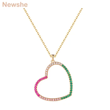 Newshe Heart Shape Pendant Colorful AAA CZ 925 Sterling Silver Yellow Gold Color Chain Necklace For Women Wedding Jewelry Gift
Newshe Heart Shape Pendant Colorful AAA CZ 925 Sterling Silver Yellow Gold Color Chain Necklace For Women Wedding Jewelry Gift