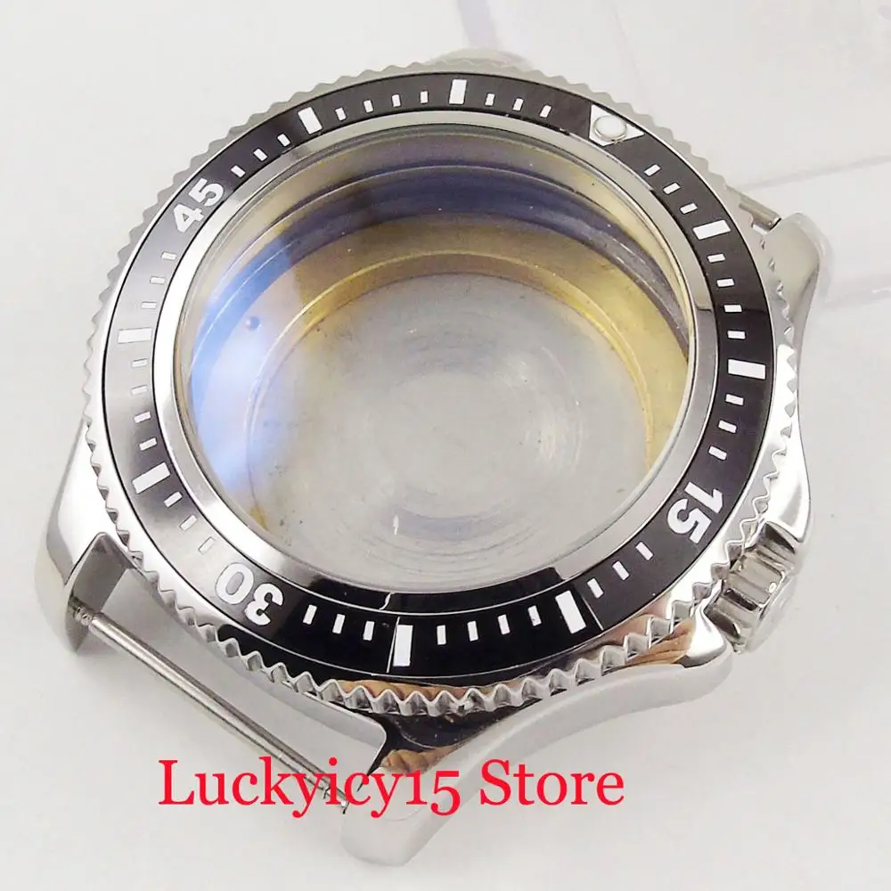 

New 44mm Watch Case With Rotating Bezel Stainless Steel Material Diameter Fit ETA 2836 MIYOTA 8215 821A DG 2813 Movement