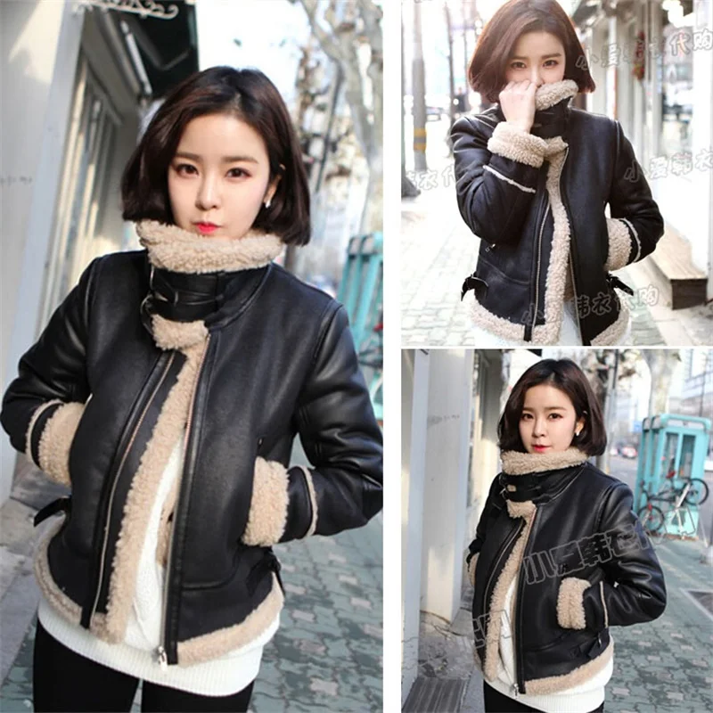 New 2018 PU Faux Sheepskin Shearling Winter Coat Women Black Warm Motorcycle Street Soft Lamb Fur Women Lamb wool short Jacket
New 2018 PU Faux Sheepskin Shearling Winter Coat Women Black Warm Motorcycle Street Soft Lamb Fur Women Lamb wool short Jacket
