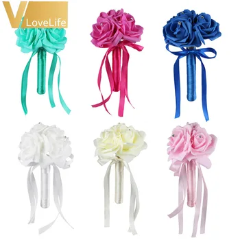 10Pcs/Lot Bridal bouquets Wedding Bouquet Artificial Rose Flower With Rhinestone Satin Ribbon Bow Wedding Favors Decorations
10Pcs/Lot Bridal bouquets Wedding Bouquet Artificial Rose Flower With Rhinestone Satin Ribbon Bow Wedding Favors Decorations