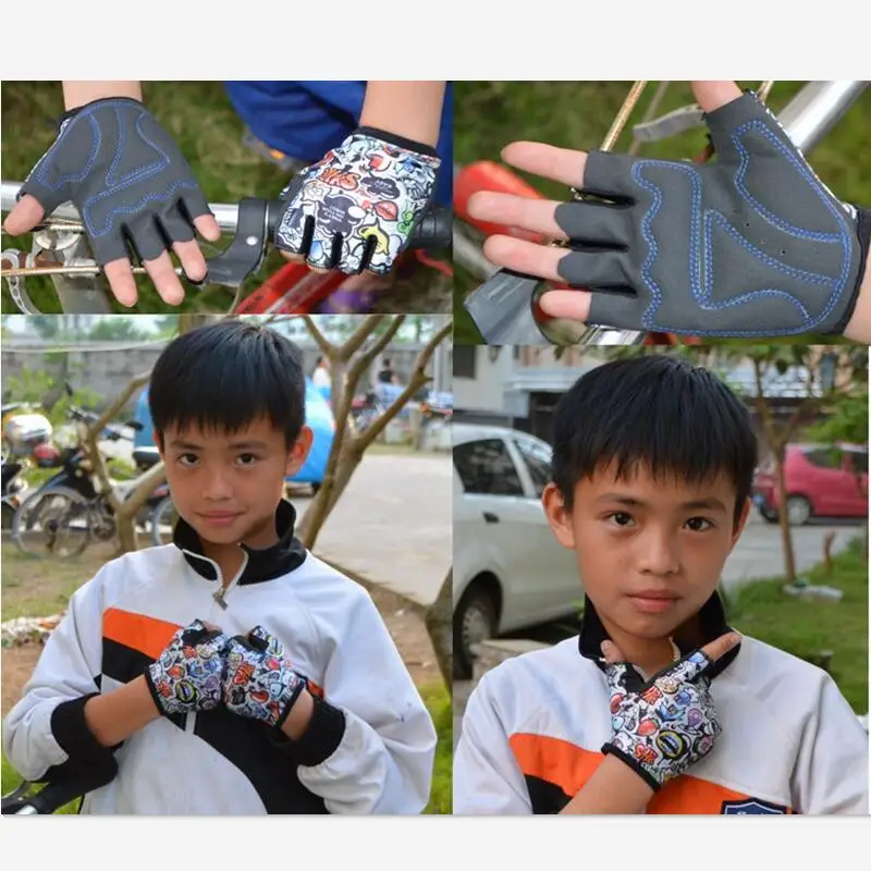 Детские летние велосипедные перчатки с открытыми пальцами для катания на