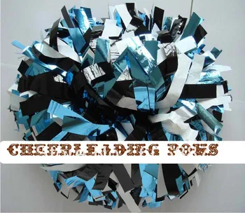 

cheerleading Pom poms 3/4"x 6"~custom color metallic white and metallic light blue handmade new hot sale custom made