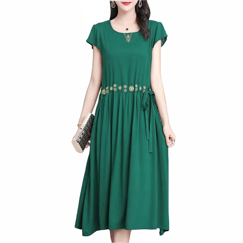 Vintage Women summer dresses Casual Loose Dress Solid short Sleeve Boho Long Dresses Plus Size Retro vestido mujer
Vintage Women summer dresses Casual Loose Dress Solid short Sleeve Boho Long Dresses Plus Size Retro vestido mujer