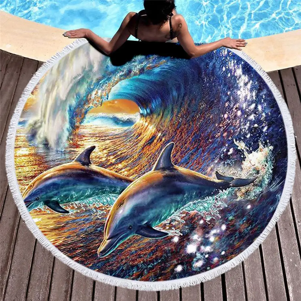 Cute dolphin colorful animal Painting Women Bath Towel for Beach Thick Round 3d print Fabric Quick Compressed Towel new style-3
Cute dolphin colorful animal Painting Women Bath Towel for Beach Thick Round 3d print Fabric Quick Compressed Towel new style-3