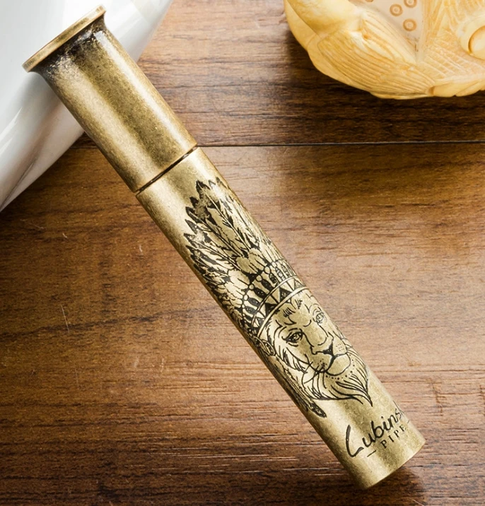 HZJ LUBINSKI 83*13MM cigar portable retro brass pipe Lion head lighter with Original box
HZJ LUBINSKI 83*13MM cigar portable retro brass pipe Lion head lighter with Original box