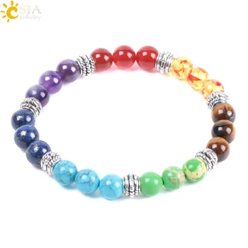 CSJA 7 Chakra Bracelets Natural Stone Colors Mixed 8mm Bead for Women Men Mala Healing Reiki Charm Balance Bracelet Jewelry E998
CSJA 7 Chakra Bracelets Natural Stone Colors Mixed 8mm Bead for Women Men Mala Healing Reiki Charm Balance Bracelet Jewelry E998