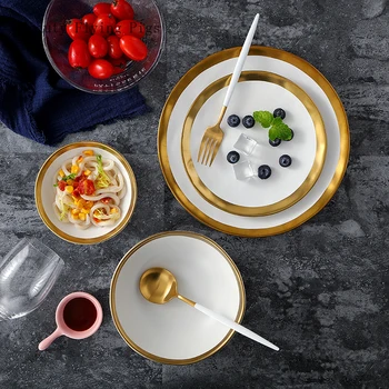European Platinum Ceramic Western Plate Color Glaze Matte Gold Side Steak Plate Creative Dish Plate White Retro Fruit Flat Plate
European Platinum Ceramic Western Plate Color Glaze Matte Gold Side Steak Plate Creative Dish Plate White Retro Fruit Flat Plate