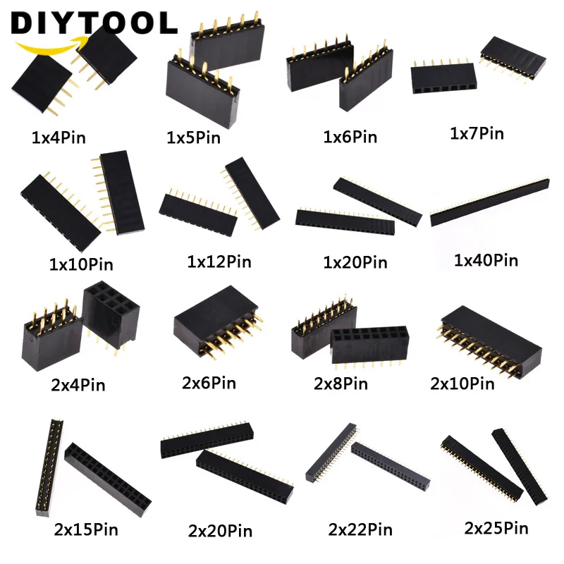 10PCS 1X4 to 1X40 PIN 2X4 to 2X25 Pins Single Double Row Straight PIN 2.54MM 2.0MM Pin Header Strip Connector Socket FOR arduino
10PCS 1X4 to 1X40 PIN 2X4 to 2X25 Pins Single Double Row Straight PIN 2.54MM 2.0MM Pin Header Strip Connector Socket FOR arduino