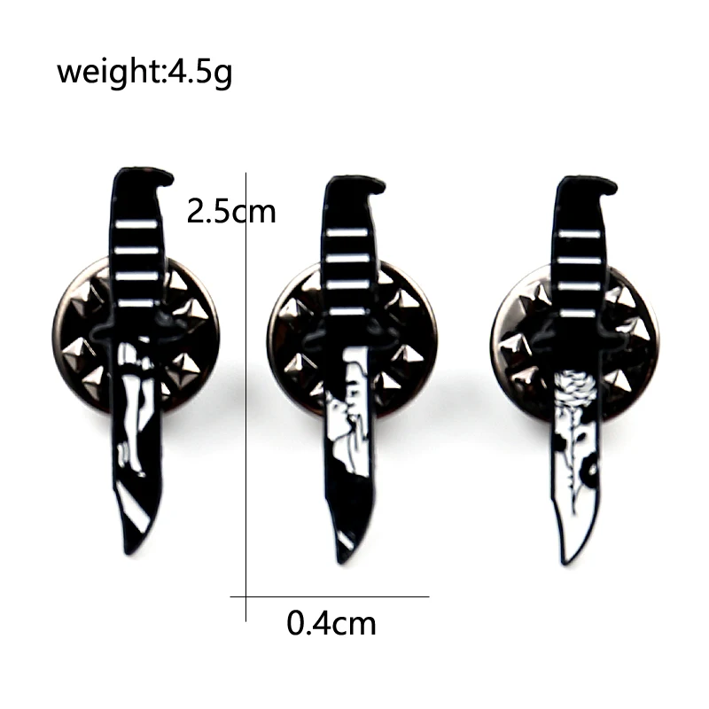 

New Mini Knife Dagger Brooch Mask Painting Lover Kiss Leg Rose Punk Black Dark Blade Enamel Pin Badges Brooches For Jewelry Gift