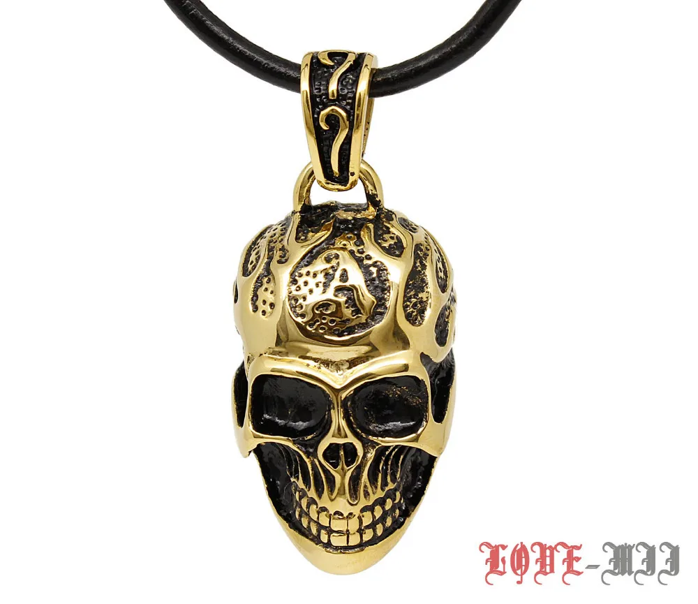 Фото Stainless steel Anarchy Skull Cool Pendant + a Leather Necklace Chain Fast Free Shipping | Украшения и аксессуары