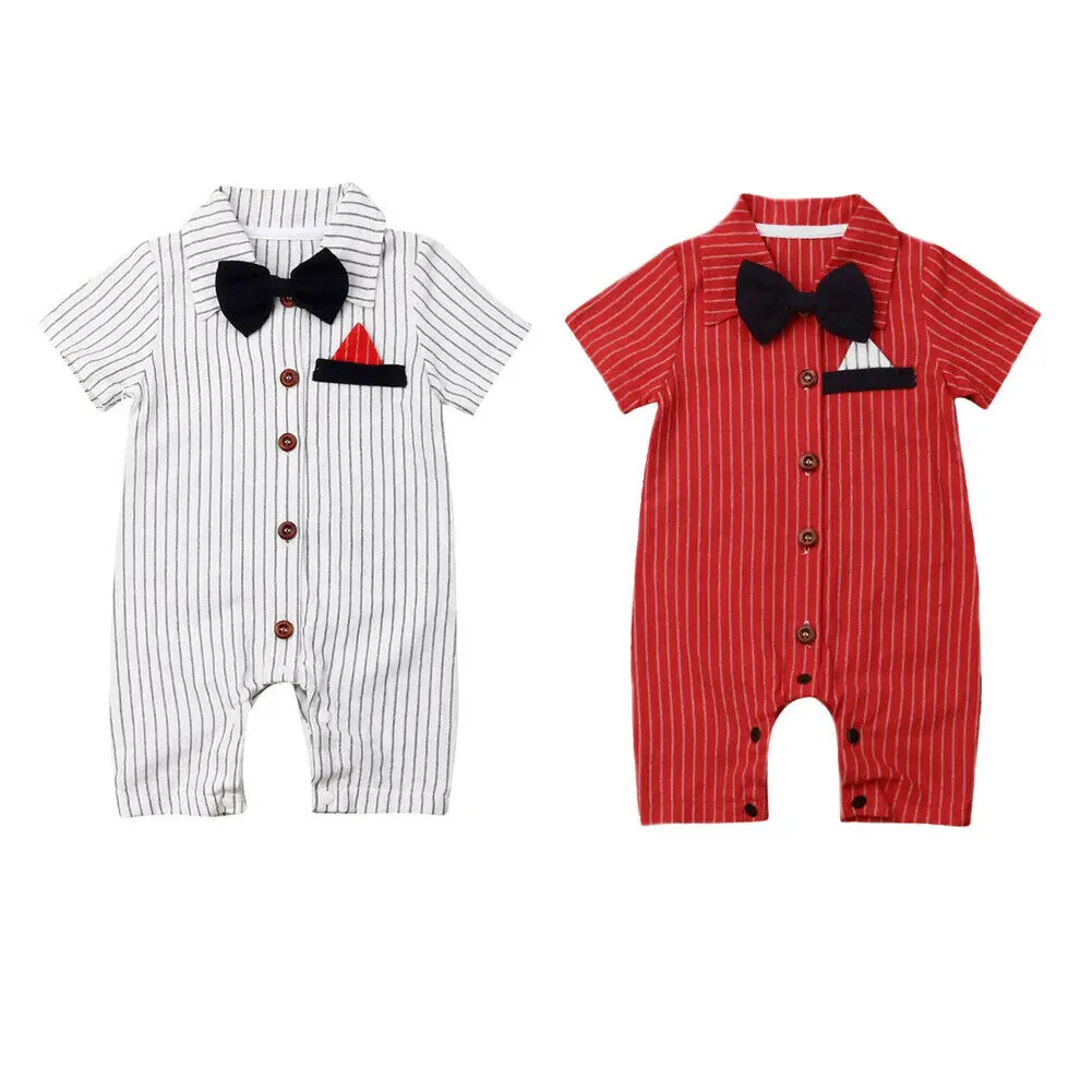 0-18M Summer Infant Kids Baby Boys Girls Romper Bow Striped Print Short Sleeve Single Breasted Gentleman Jumpsuits
0-18M Summer Infant Kids Baby Boys Girls Romper Bow Striped Print Short Sleeve Single Breasted Gentleman Jumpsuits