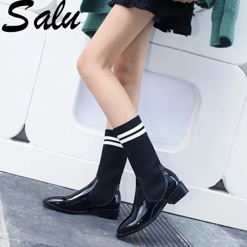 Salu Autumn Winter Boots Women Genuine Leather Mid-calf Boots Fashion Elegant Slip-on Party Shoes Woman Solid Round Toe Boots
Salu Autumn Winter Boots Women Genuine Leather Mid-calf Boots Fashion Elegant Slip-on Party Shoes Woman Solid Round Toe Boots