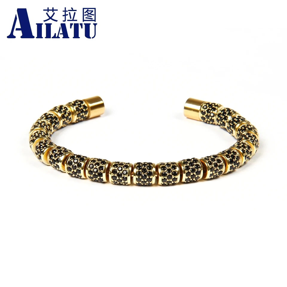 Ailatu Luxury Jewelry Wholesale 10pcs/lot Full Black Cz Spacer Beads Stainless Steel Bangles for Men and Women's Gift
Ailatu Luxury Jewelry Wholesale 10pcs/lot Full Black Cz Spacer Beads Stainless Steel Bangles for Men and Women's Gift