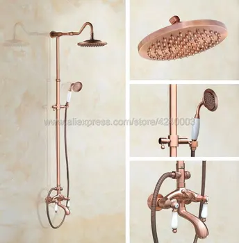 Antique Red CopperBathroom 8" Rainfall Shower Faucet Set Dual Handle Bath Shower Mixer Taps Wall Mounted with Handshower Krg628
Antique Red CopperBathroom 8" Rainfall Shower Faucet Set Dual Handle Bath Shower Mixer Taps Wall Mounted with Handshower Krg628