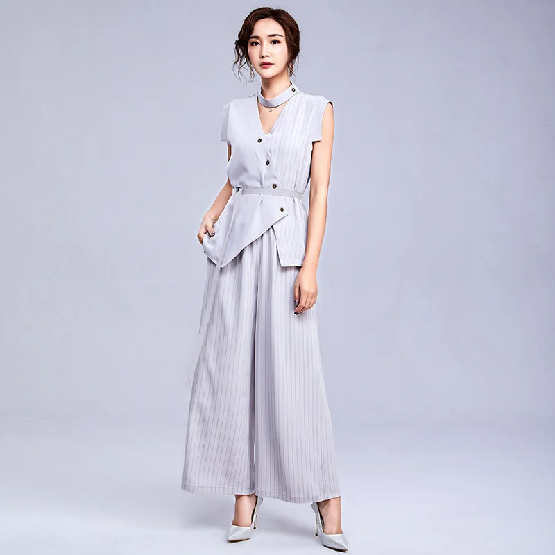 2019 Striped Women Sleeveless Temperament Fashion Casual Suit Women's Summer New Irregular Stitching Black Pants Women
2019 Striped Women Sleeveless Temperament Fashion Casual Suit Women's Summer New Irregular Stitching Black Pants Women