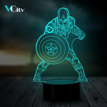 VCity 3D Night Light Led Table Lamp Fashion Captain America USB LED Multicolor Lighting Boy's Gift Bedroom Party Decorative RGB
VCity 3D Night Light Led Table Lamp Fashion Captain America USB LED Multicolor Lighting Boy's Gift Bedroom Party Decorative RGB