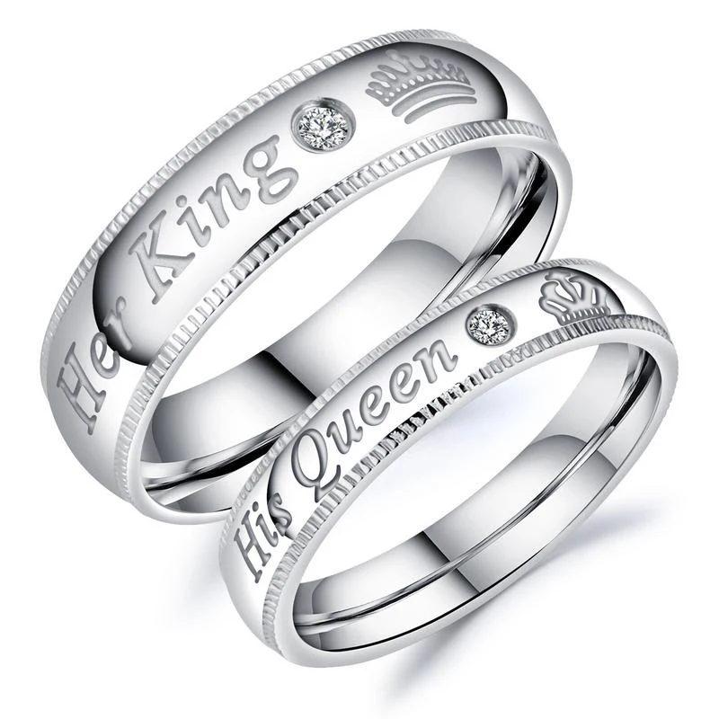 Titanium His Queen Her King DIY Engraved Couple Ring Romantic Engagement Wedding Rings For Men Women Jewelry
Titanium His Queen Her King DIY Engraved Couple Ring Romantic Engagement Wedding Rings For Men Women Jewelry