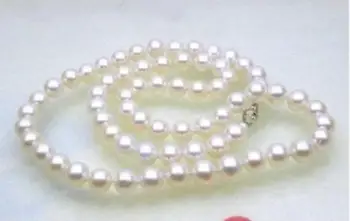 

Beautiful 9mm white AAA pearl necklace 18" 36" Yellow Clasp
