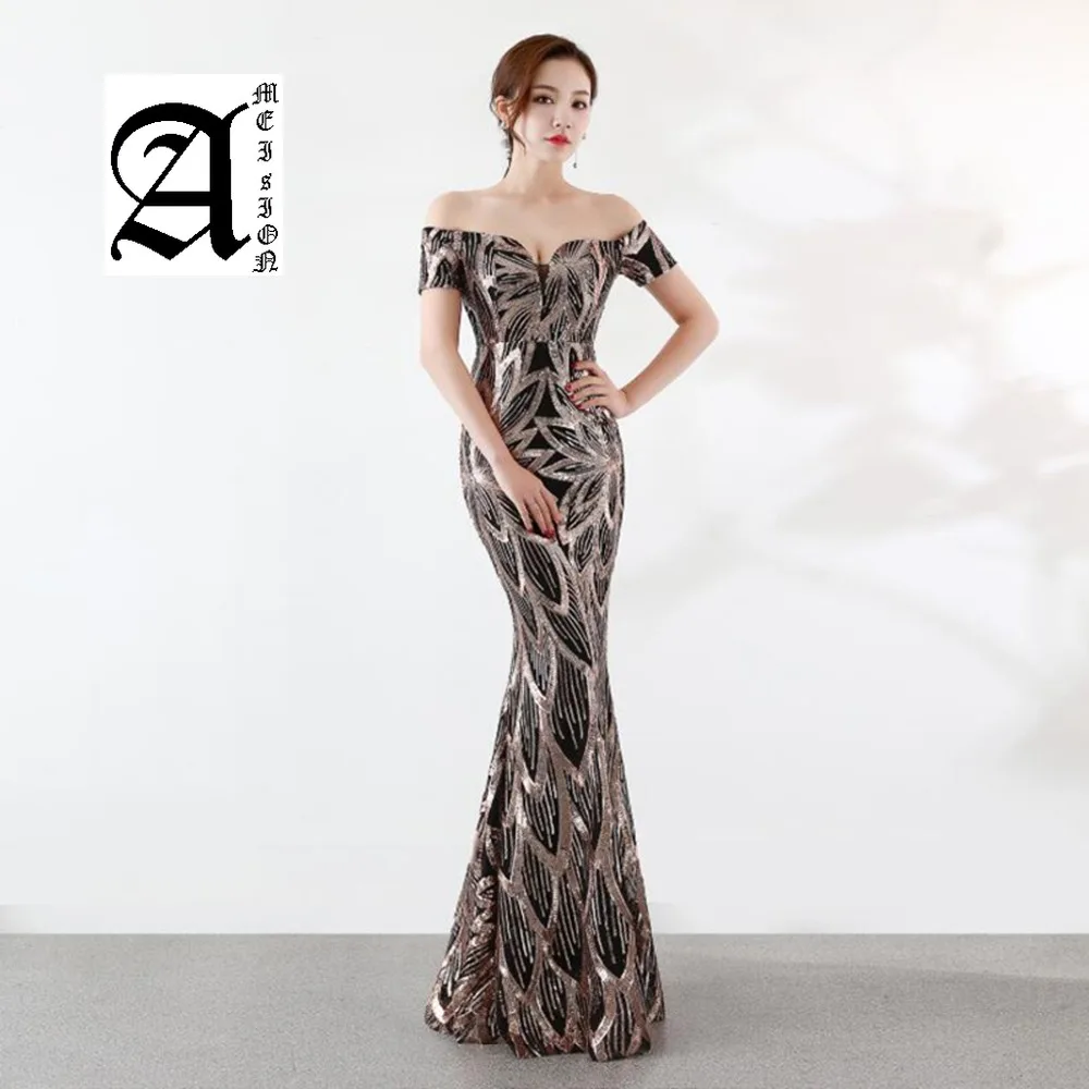 Ameision 2019 Long Off Shoulder Evening Dresses Sequined Mermaid Evening Gowns Women Formal Dresses
Ameision 2019 Long Off Shoulder Evening Dresses Sequined Mermaid Evening Gowns Women Formal Dresses