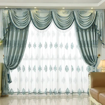 Custom curtains high quality European luxury bedroom living room bay embroidered blue cloth cotton blackout curtain tulle N012
Custom curtains high quality European luxury bedroom living room bay embroidered blue cloth cotton blackout curtain tulle N012
