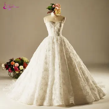 Waulizane Charming Appliques Lace Sweetheart Princess Wedding Dresses Delicate Beaded Pearls Lace Up Chapel Train Bride Gowns
Waulizane Charming Appliques Lace Sweetheart Princess Wedding Dresses Delicate Beaded Pearls Lace Up Chapel Train Bride Gowns
