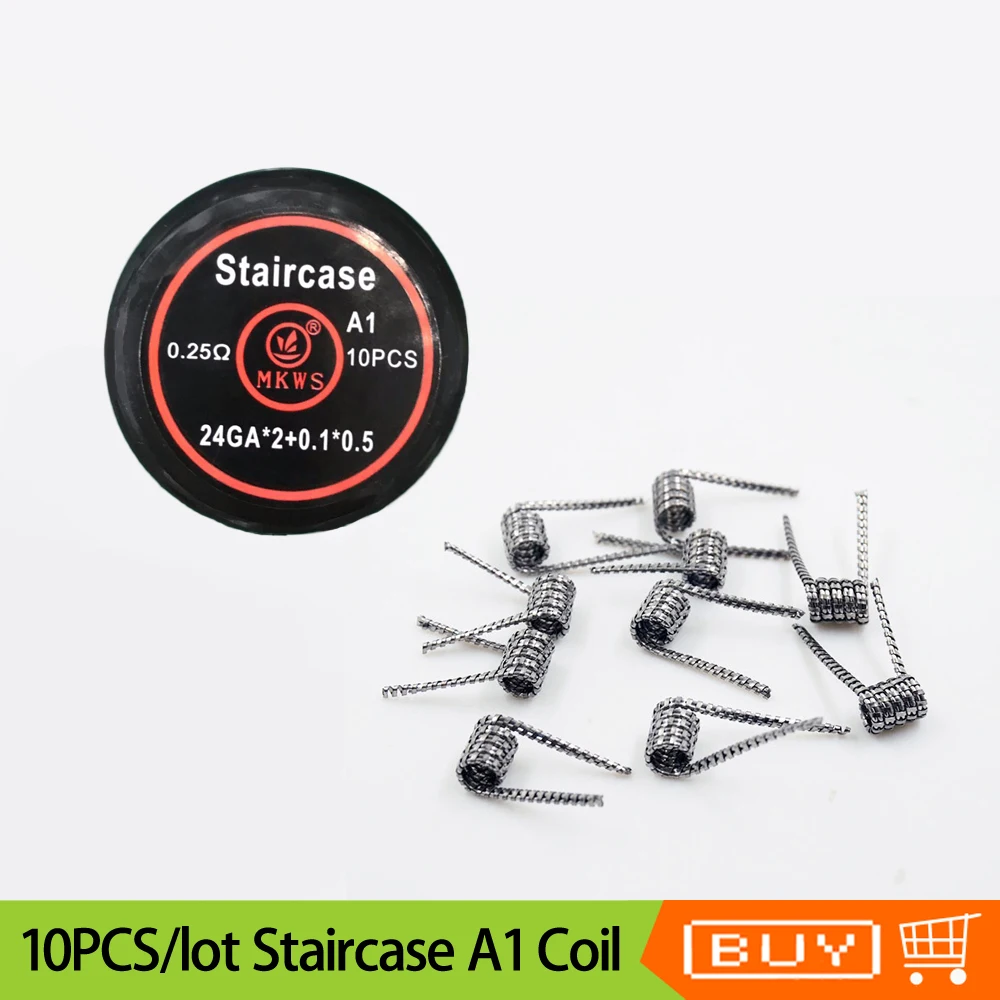 10PCS/lot MKWS Staircase A1 prebuild coil 0.25ohm Heating coil wire for DIY RDA RDTA Tank Atomizer Electronic cigarette core
10PCS/lot MKWS Staircase A1 prebuild coil 0.25ohm Heating coil wire for DIY RDA RDTA Tank Atomizer Electronic cigarette core