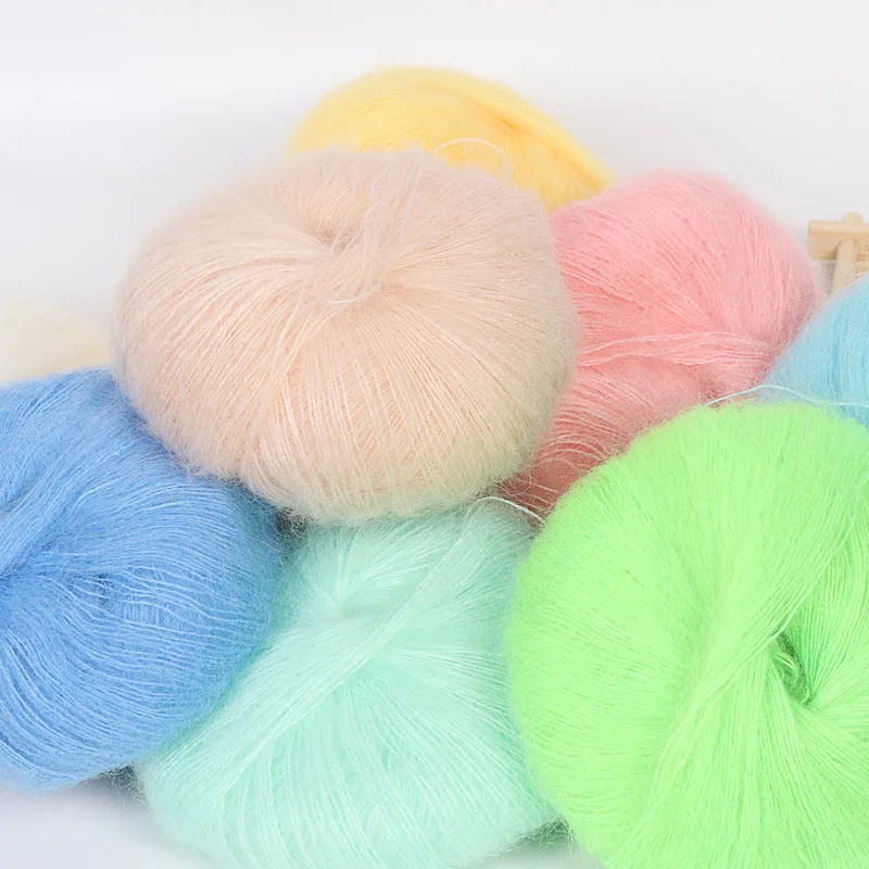 

25g/ball Hand Knitting Thin Mohair Yarn Super Soft Plush Fine Wool Crochet Yarn Villi Plump Delicate Smooth Knitted Yarn Thread