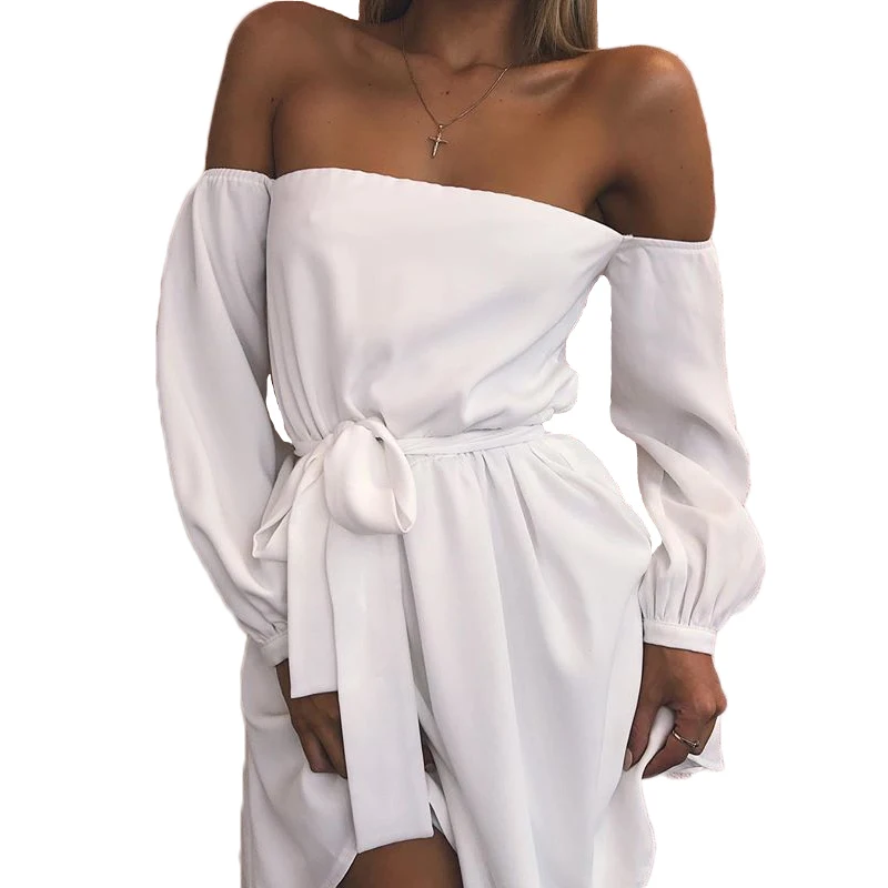 Ladies Off Shoulder Strapless Summer Dress Women Long Sleeve Beach Casual Shirt Short Mini Dress Sexy Party Vestidos Robe Femme
Ladies Off Shoulder Strapless Summer Dress Women Long Sleeve Beach Casual Shirt Short Mini Dress Sexy Party Vestidos Robe Femme