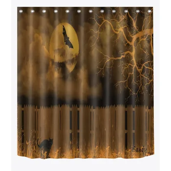 72'' Wooden Fence Black Cat Withered Tree Bats Bathroom Waterproof Fabric Shower Curtain Polyester 12 Hooks Bath Accessory Sets
72'' Wooden Fence Black Cat Withered Tree Bats Bathroom Waterproof Fabric Shower Curtain Polyester 12 Hooks Bath Accessory Sets