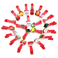 1Pc dzieci dziewczynka boże narodzenie Cartoon wzór spinki do włosów rękawiczki drzewo święty mikołaj spinki żywica z tworzywa sztucznego kaczy dziób Barrettes losowe(China)