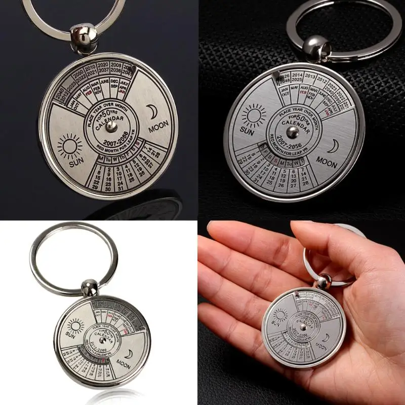 JOCESTYLE Mini Perpetual Calendar Keychain Creative Metal Sun Moon Carving Calendar keyring for Men Women llavero mujer 2018 HOT
JOCESTYLE Mini Perpetual Calendar Keychain Creative Metal Sun Moon Carving Calendar keyring for Men Women llavero mujer 2018 HOT