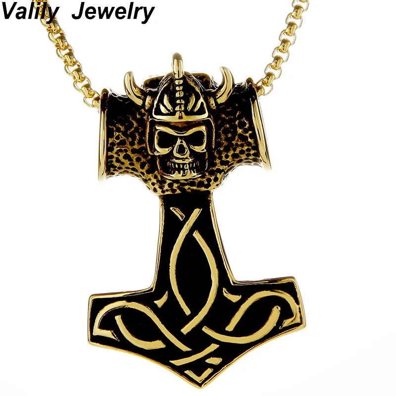 Фото EdgLifU мужское ожерелье из нержавеющей стали золотого цвета в стиле панк Тор