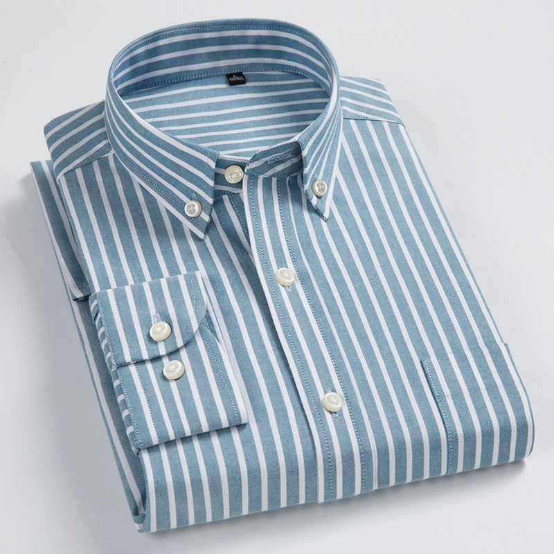 Men's Casual Striped Oxford Cotton Dress Shirt Pocket Basic Designed Comfortable Long Sleeve Standard-fit Button Down Shirts
Men's Casual Striped Oxford Cotton Dress Shirt Pocket Basic Designed Comfortable Long Sleeve Standard-fit Button Down Shirts
