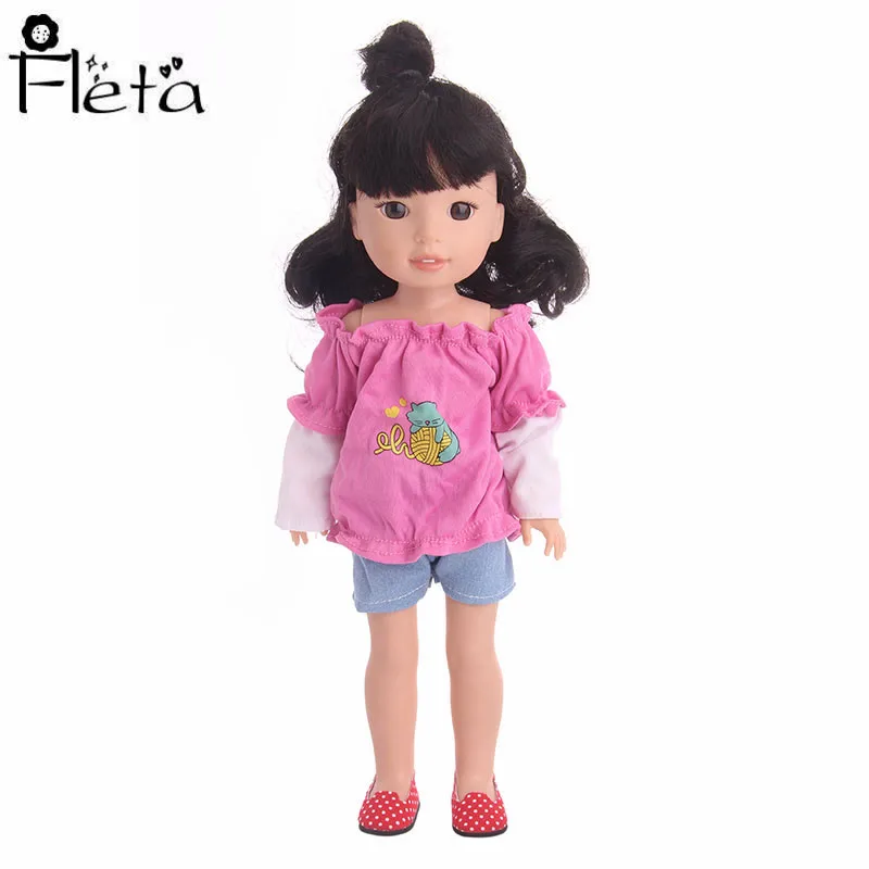 Doll Clothes Accessories One-Shoulder Top + Denim Shorts For 14.5 Inches Wellie Wishers Dolls For a Generation Of Girls Toys
Doll Clothes Accessories One-Shoulder Top + Denim Shorts For 14.5 Inches Wellie Wishers Dolls For a Generation Of Girls Toys