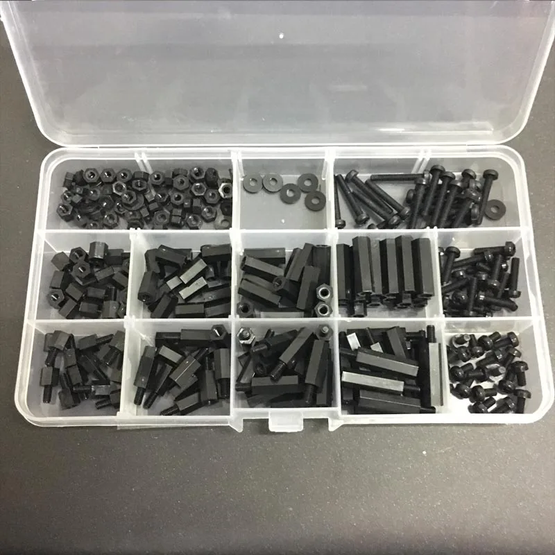 260Pcs/Set M3 Nylon Hex Spacers Screw Nut Stand-off Plastic Parts Plastic Standoff Set for Arduino Raspberry Pi 3 Model B+ Plus
260Pcs/Set M3 Nylon Hex Spacers Screw Nut Stand-off Plastic Parts Plastic Standoff Set for Arduino Raspberry Pi 3 Model B+ Plus