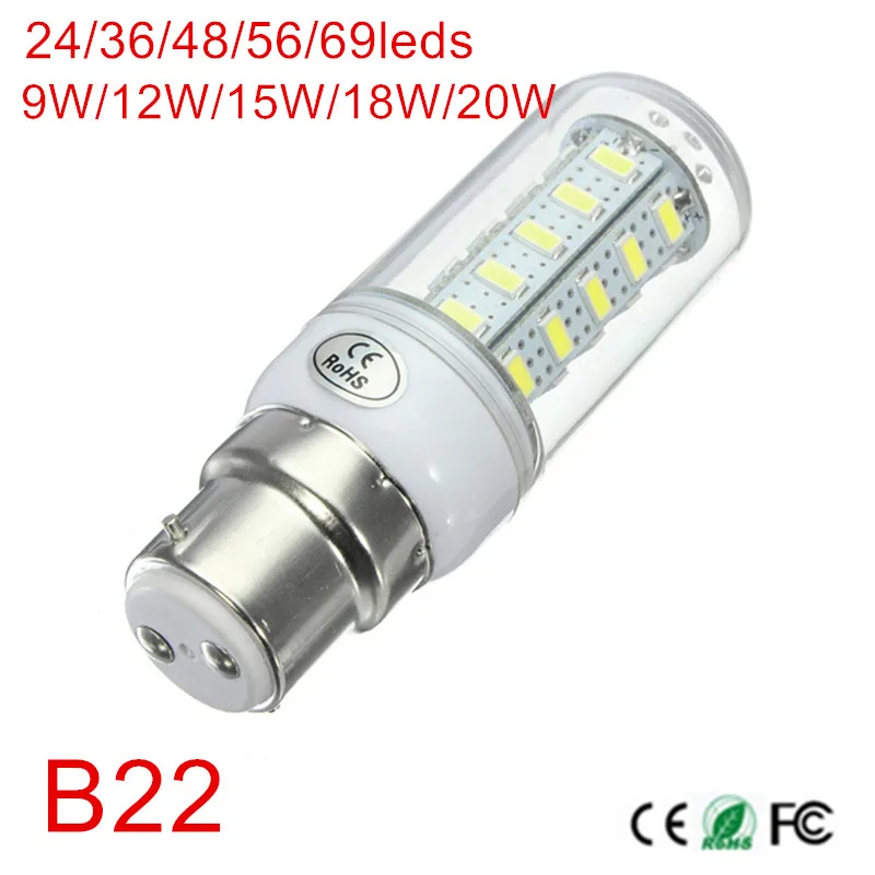 B22 Led Смарт IC привод AC 230 в 240 В 5730 24 36 48 56 69 светодиодов лампа-Кукуруза лампа