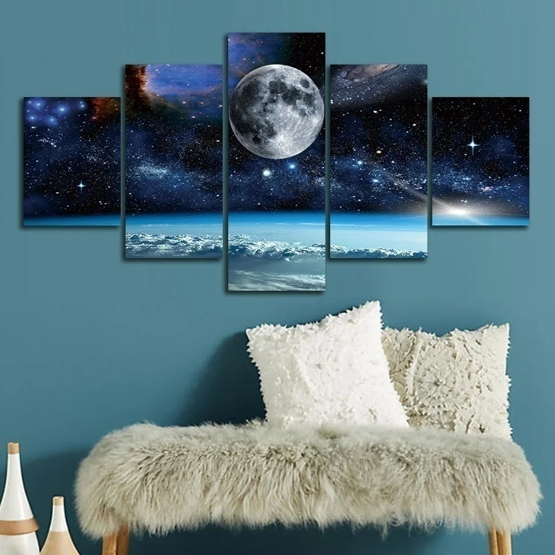 Unframed Beautiful Outer Space Starry sky Canvas Painting Moon Wall Art Painting 5 Pieces Print on Canvas Home Decor Pictures
Unframed Beautiful Outer Space Starry sky Canvas Painting Moon Wall Art Painting 5 Pieces Print on Canvas Home Decor Pictures