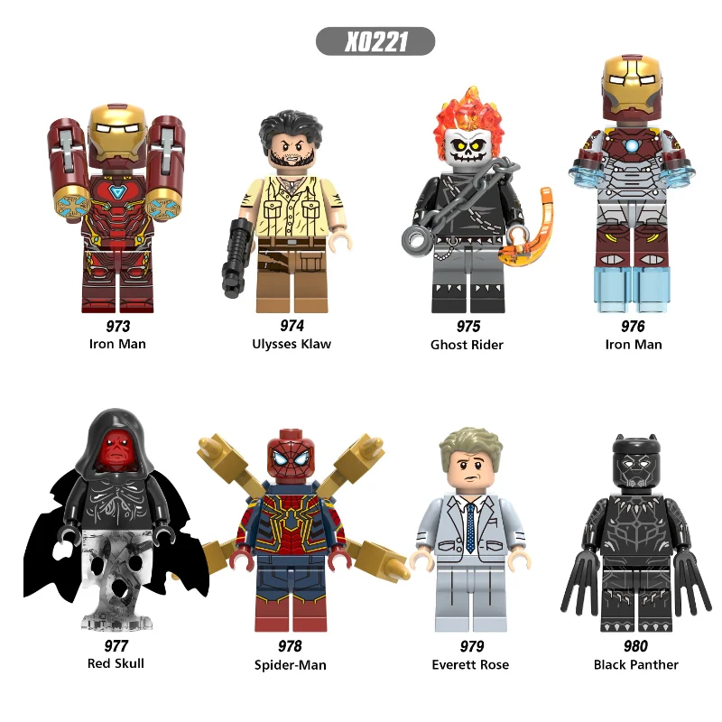 Legoings Iron Man 28 FX Avengers Wolverine Marvel Ghost Rider Red Skull Spiderman Figure Building Blocks Toys for Children Gifts
Legoings Iron Man 28 FX Avengers Wolverine Marvel Ghost Rider Red Skull Spiderman Figure Building Blocks Toys for Children Gifts