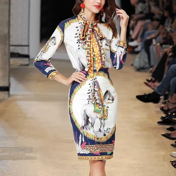 2019 New runway skirt suits women's bows collar vintage Retro printed blouse shirts tops + medium length skirt suits set NS298
2019 New runway skirt suits women's bows collar vintage Retro printed blouse shirts tops + medium length skirt suits set NS298