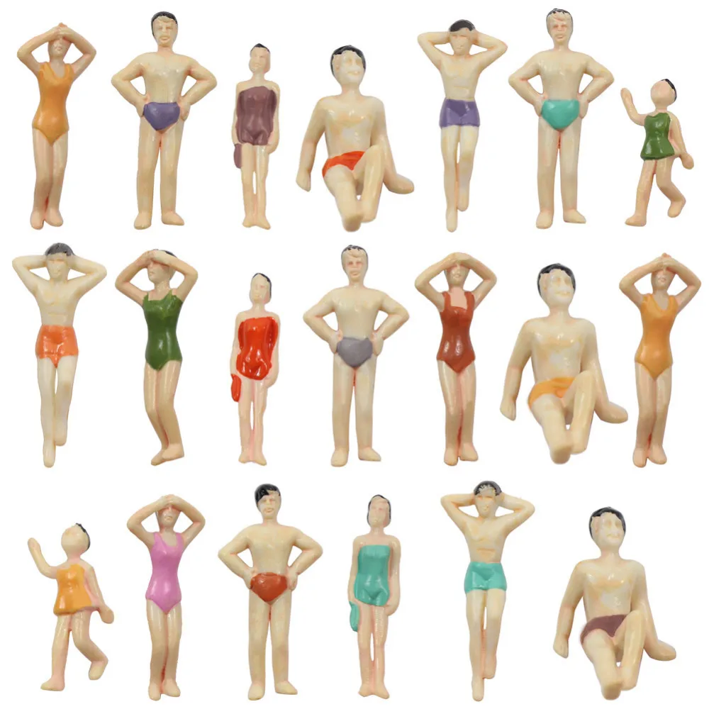 20pcs HO Scale 1:100 Painted Model Figures People Swimmer Activity 