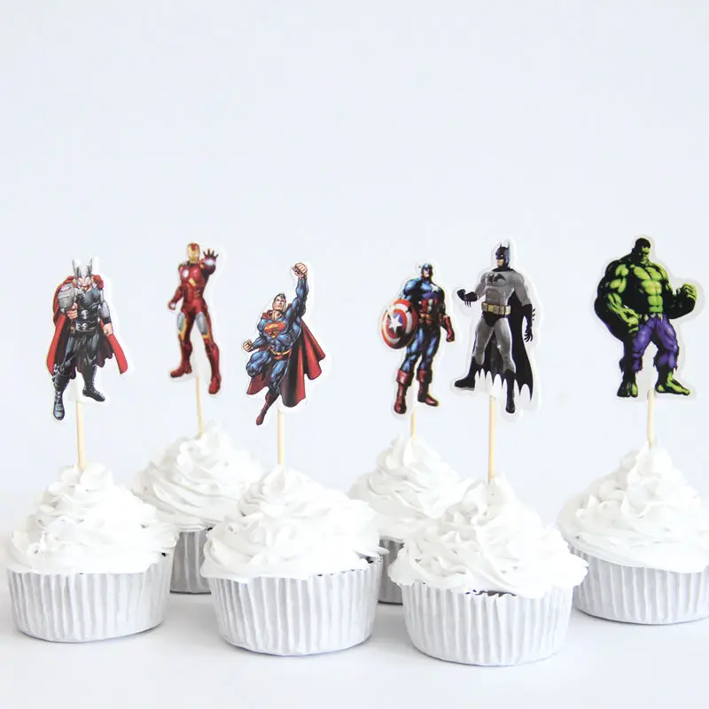 48pcs Super Hero Cartoon Cupcake Toppers Bat Man Super Man boy Birthday Party Supplies Party cake Decoration
48pcs Super Hero Cartoon Cupcake Toppers Bat Man Super Man boy Birthday Party Supplies Party cake Decoration