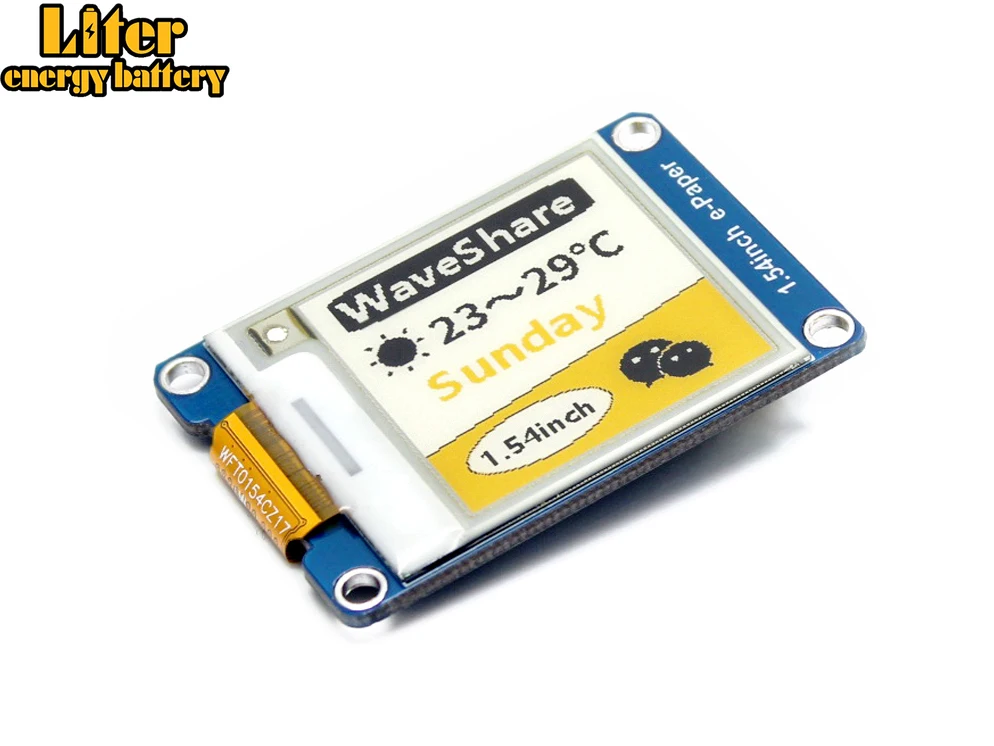 Waveshare 152x152, 1.54inch E-Ink display module, yellow/black/white three-color, SPI interface
Waveshare 152x152, 1.54inch E-Ink display module, yellow/black/white three-color, SPI interface