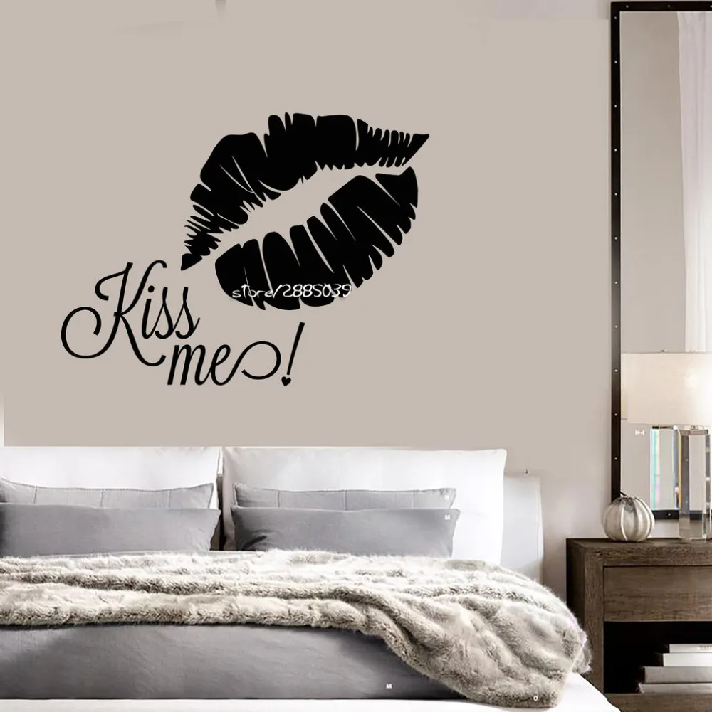 

Kiss Me Lips Quote Wall Stickers Vinyl Romantic Decor Wall Decals DIY Self Adhesive Wallpaper Perfect Quality Poster SA867